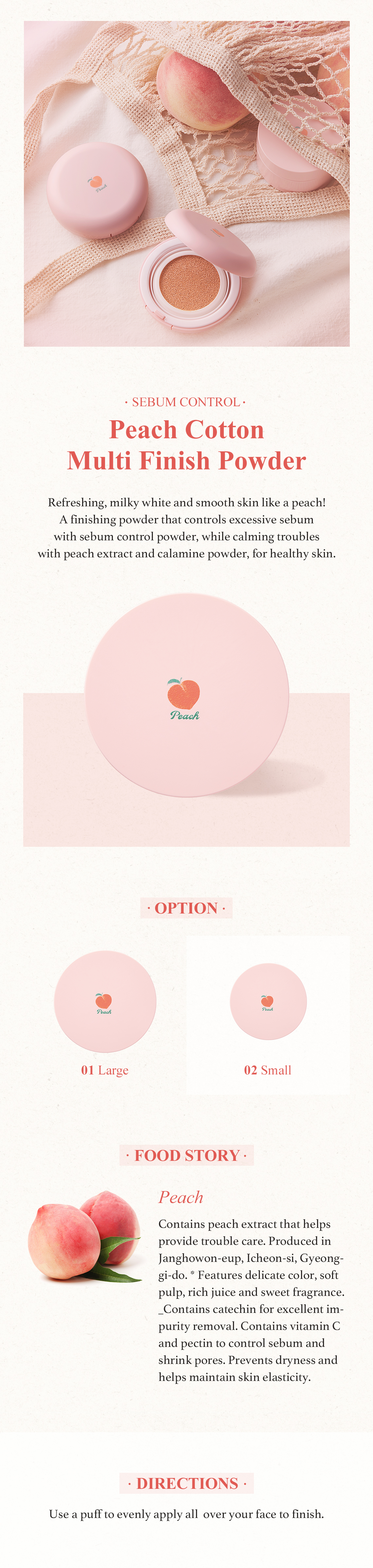 Peach Cotton Multi Finish Powder Large Size